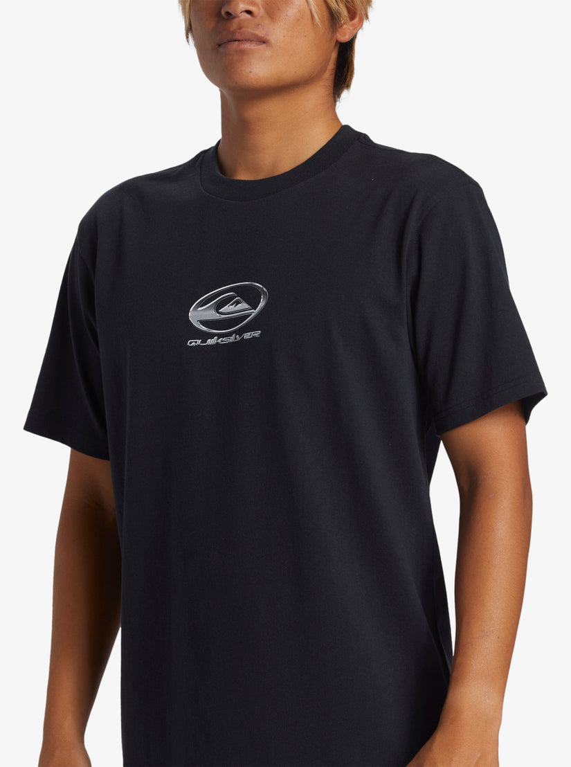 Quiksilver Chrome Logo Short Sleeve Saturn T-Shirt - Black Kvj0 - Sun Diego Boardshop