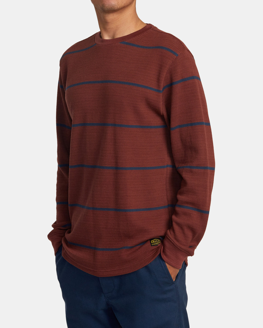 RVCA Day Shift Thermal Stripe Long Sleeve - Red Earth - Sun Diego Boardshop