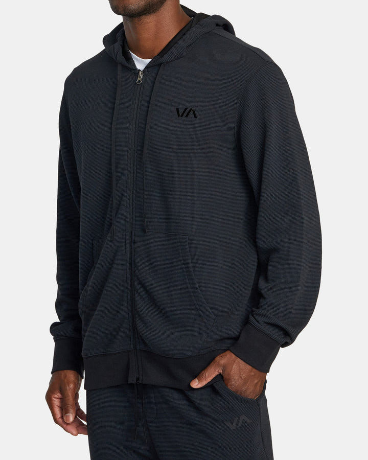 RVCA C-Able Waffle Knit Zip-Up Hoodie - Black - Sun Diego Boardshop