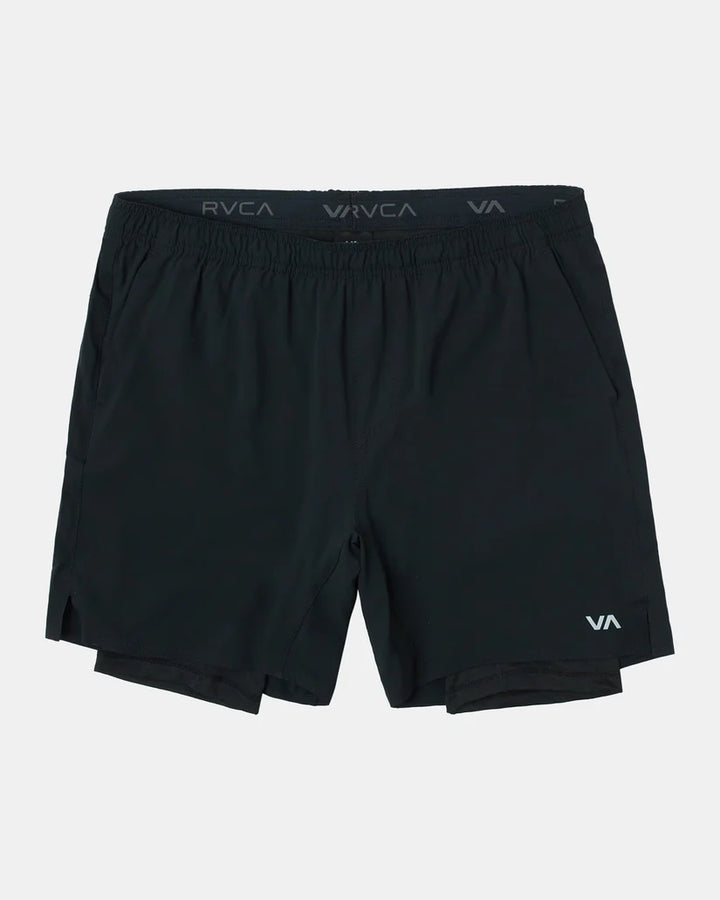 RVCA YOGGER TRAIN 2-IN-1 ELASTIC WAIST WORKOUT SHORTS 17" - BLACK MULTI - Sun Diego Boardshop