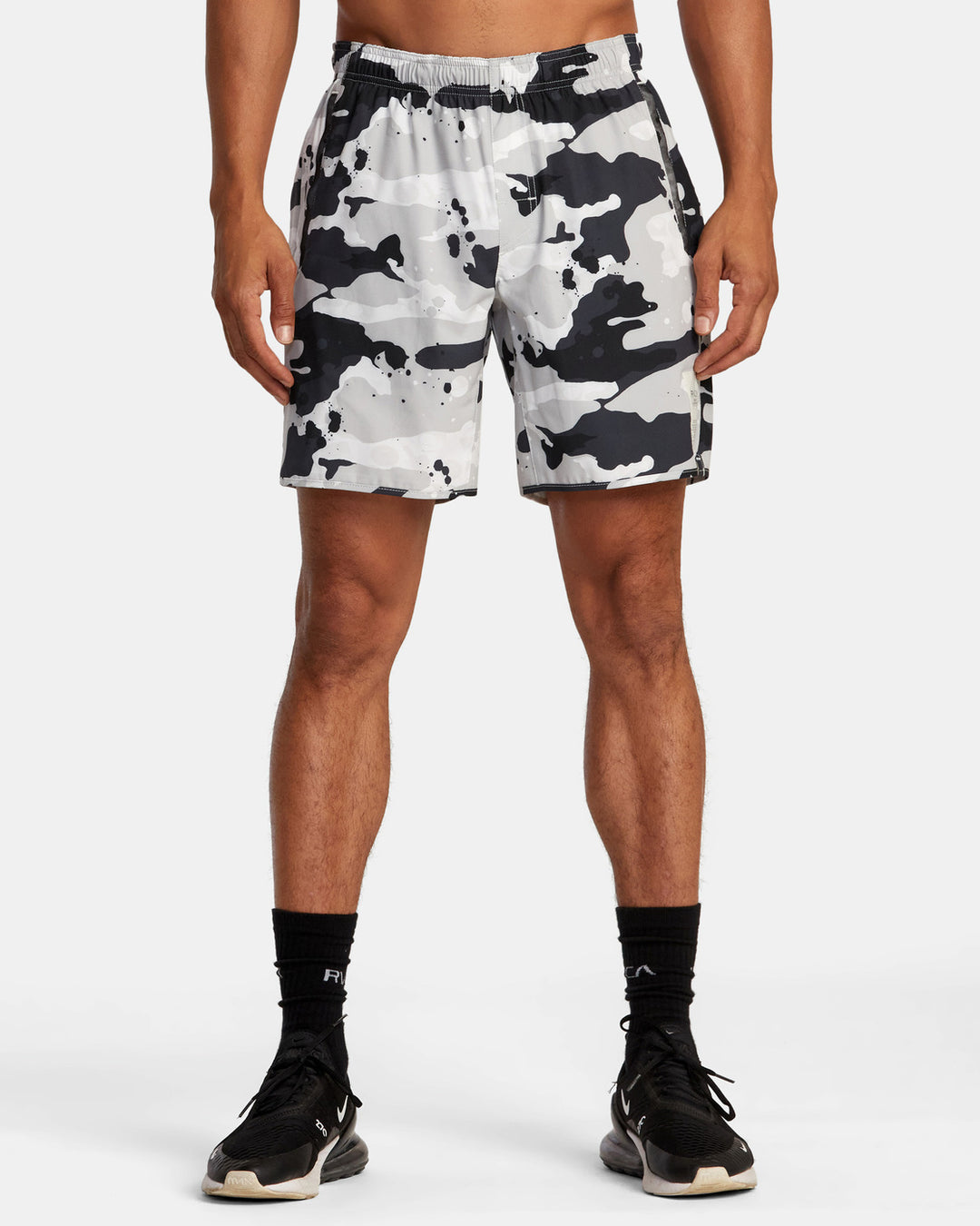 RVCA Stash Yogger Stretch 17 Shorts - BLACK/WHITE - Sun Diego Boardshop