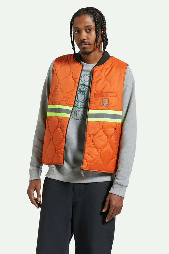 Brixton Builders Abraham Reversible Vest - WASHED BLACK RUST ORANGE - Sun Diego Boardshop