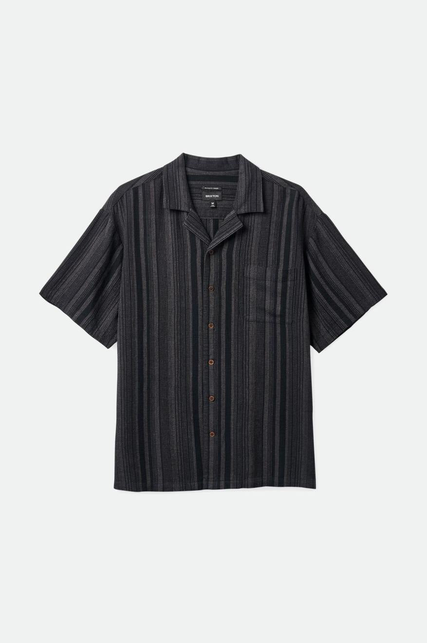 Bunker Seersucker S/S Camp Collar Woven Shirt - Black/Charcoal - Sun Diego Boardshop