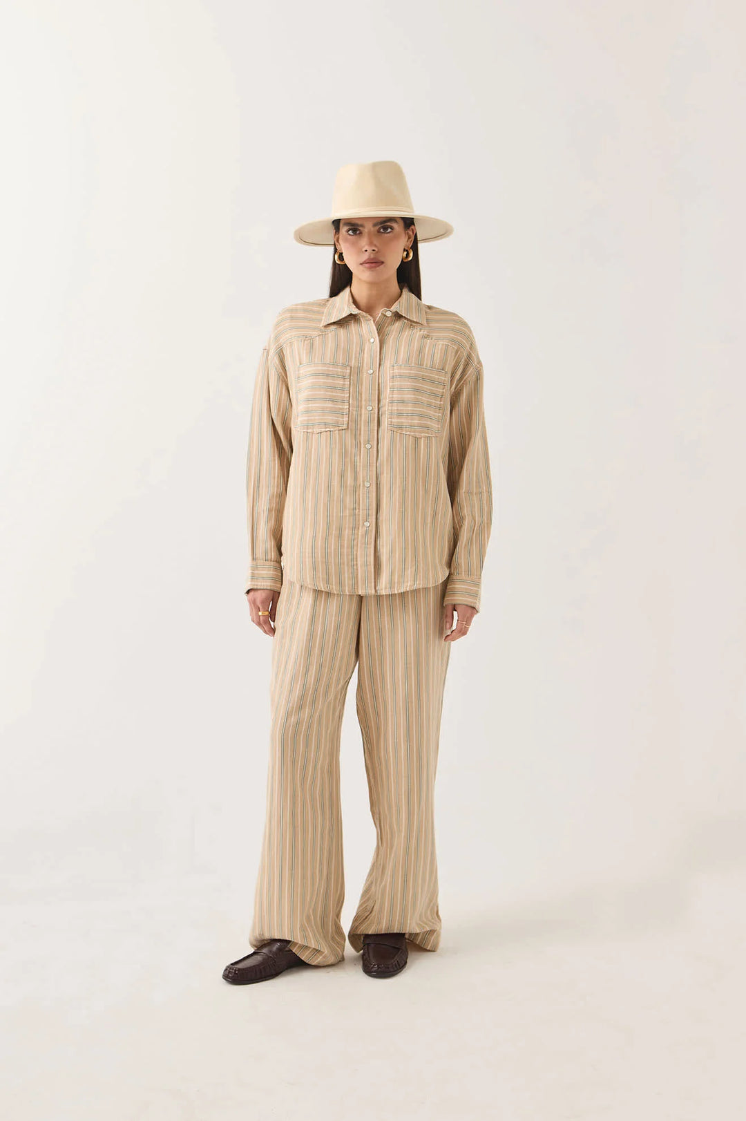 Brixton Women's Wayne Shirt - Sand Stripe - Sun Diego Boardshop