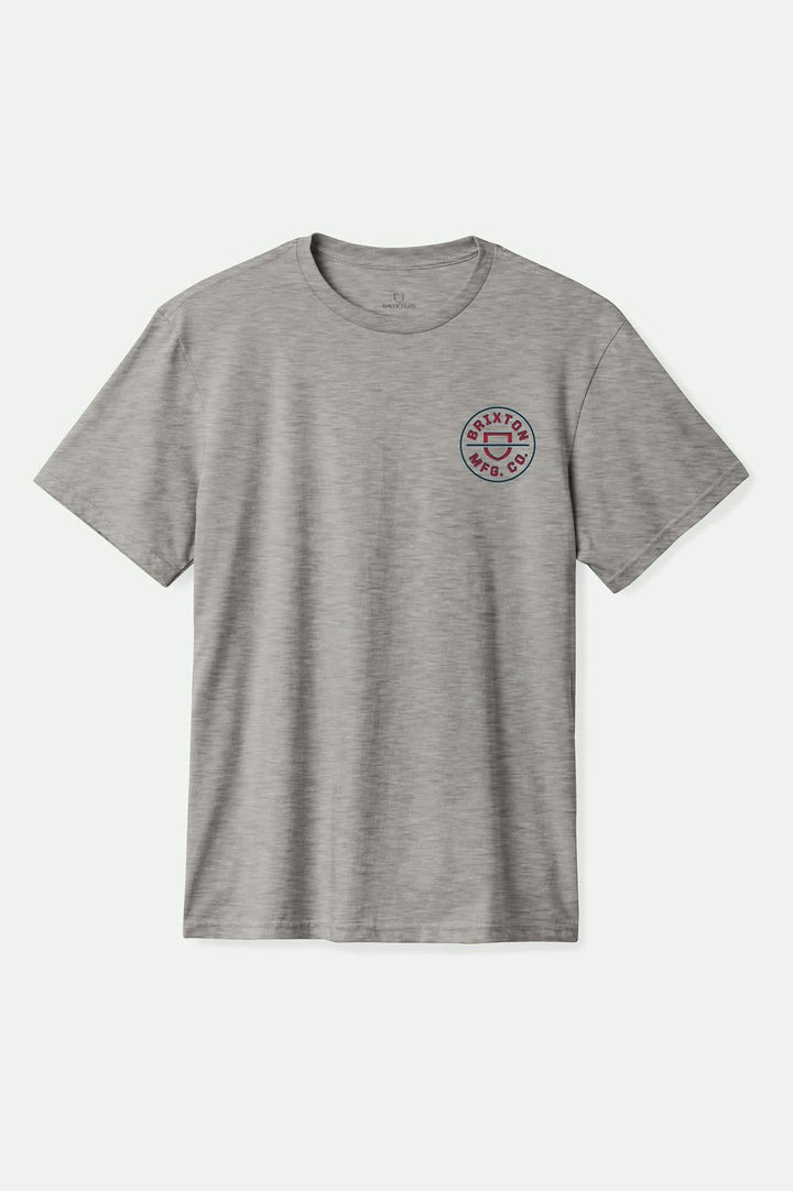 Brixton Crest Ii Standard T-Shirt - Heather Grey/Navy/Dark Red - Sun Diego Boardshop