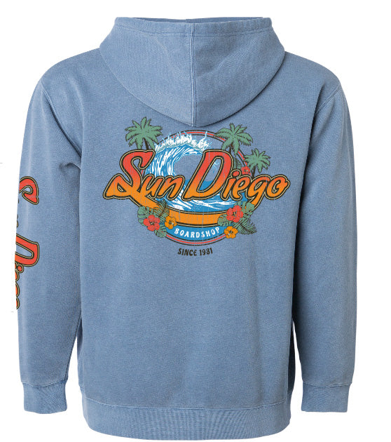 SunDiego Island Style Pigment Pullover Hoodie - Pigment Slate Blue - Sun Diego Boardshop