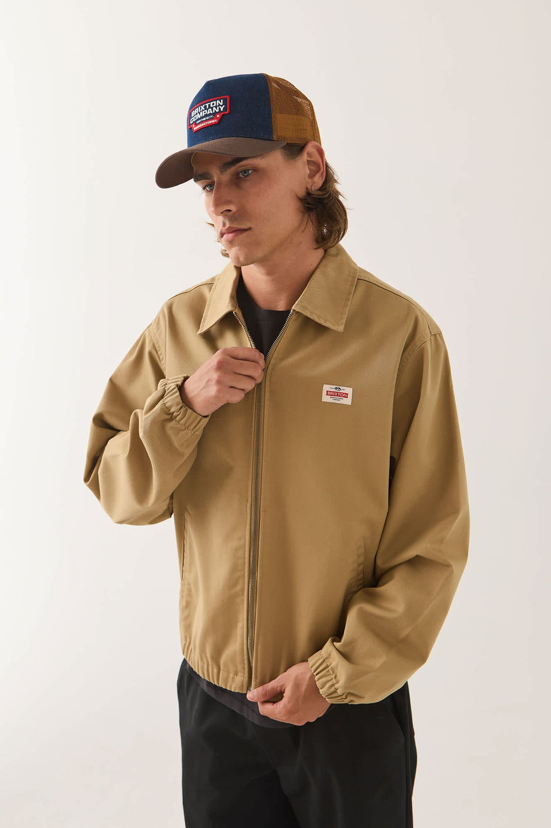 Brixton Men's Trademark Lightweight Garage Zip Jacket - British Khaki - Sun Diego Boardshop