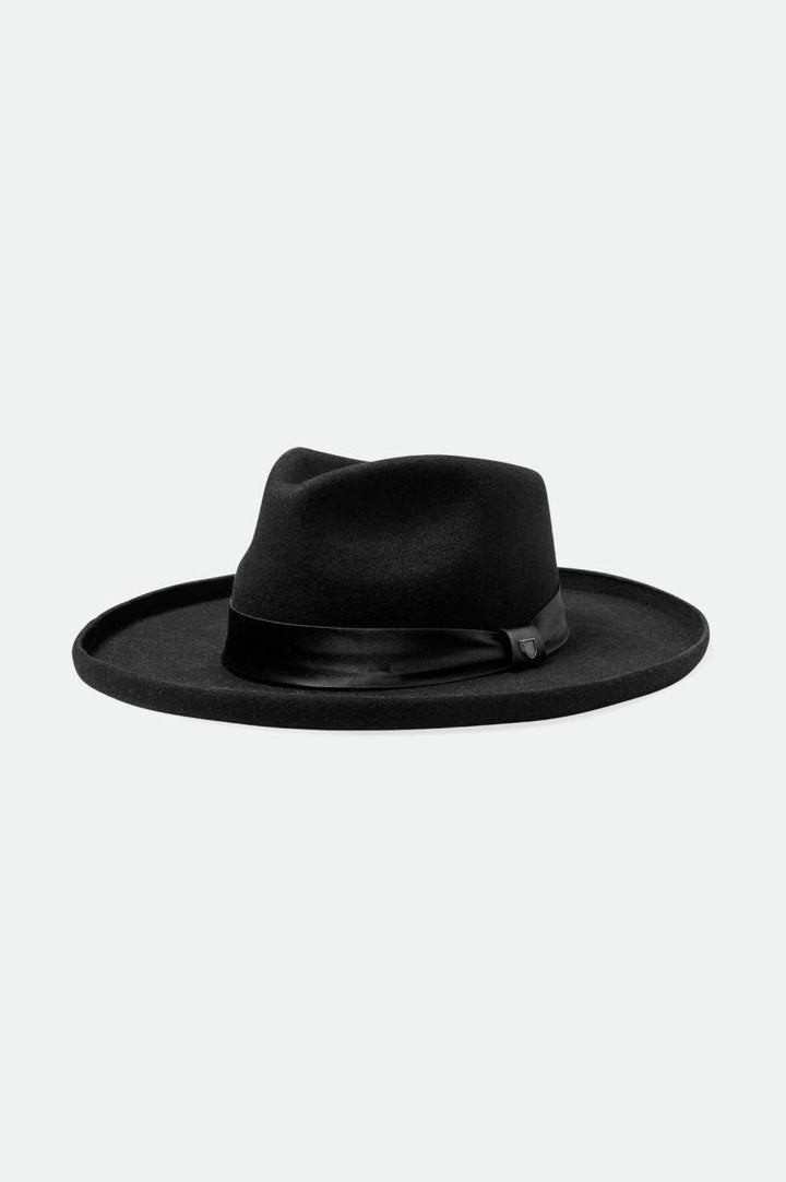 Victoria Felt Fedora - Black/Black Satin - Sun Diego Boardshop