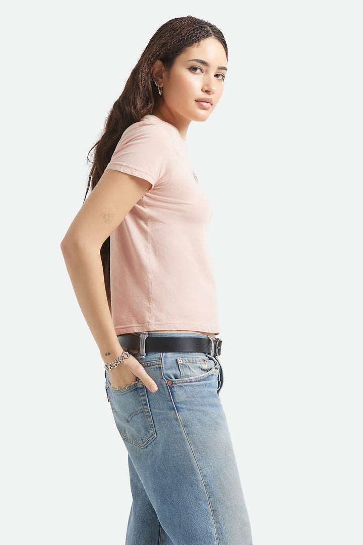 Brixton Women's Pony Club Slim Crew T-Shirt - Silver Pink - Sun Diego Boardshop