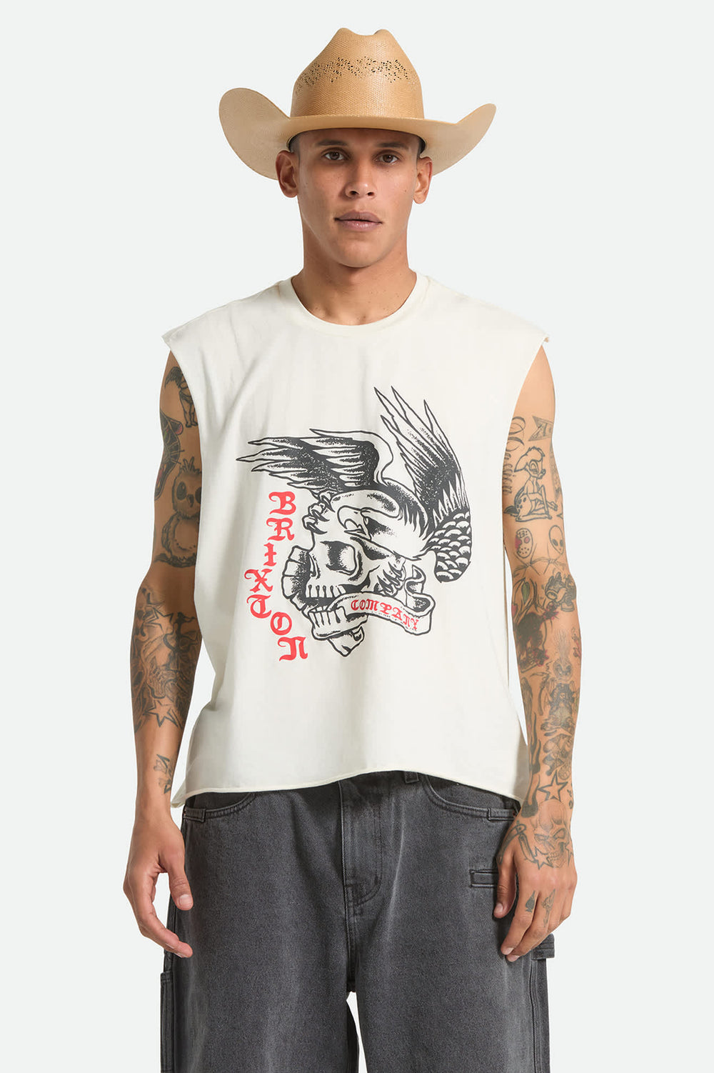 Brixton Men's Wolcott Worn In Boxy Muscle Tank - Off White - Sun Diego Boardshop