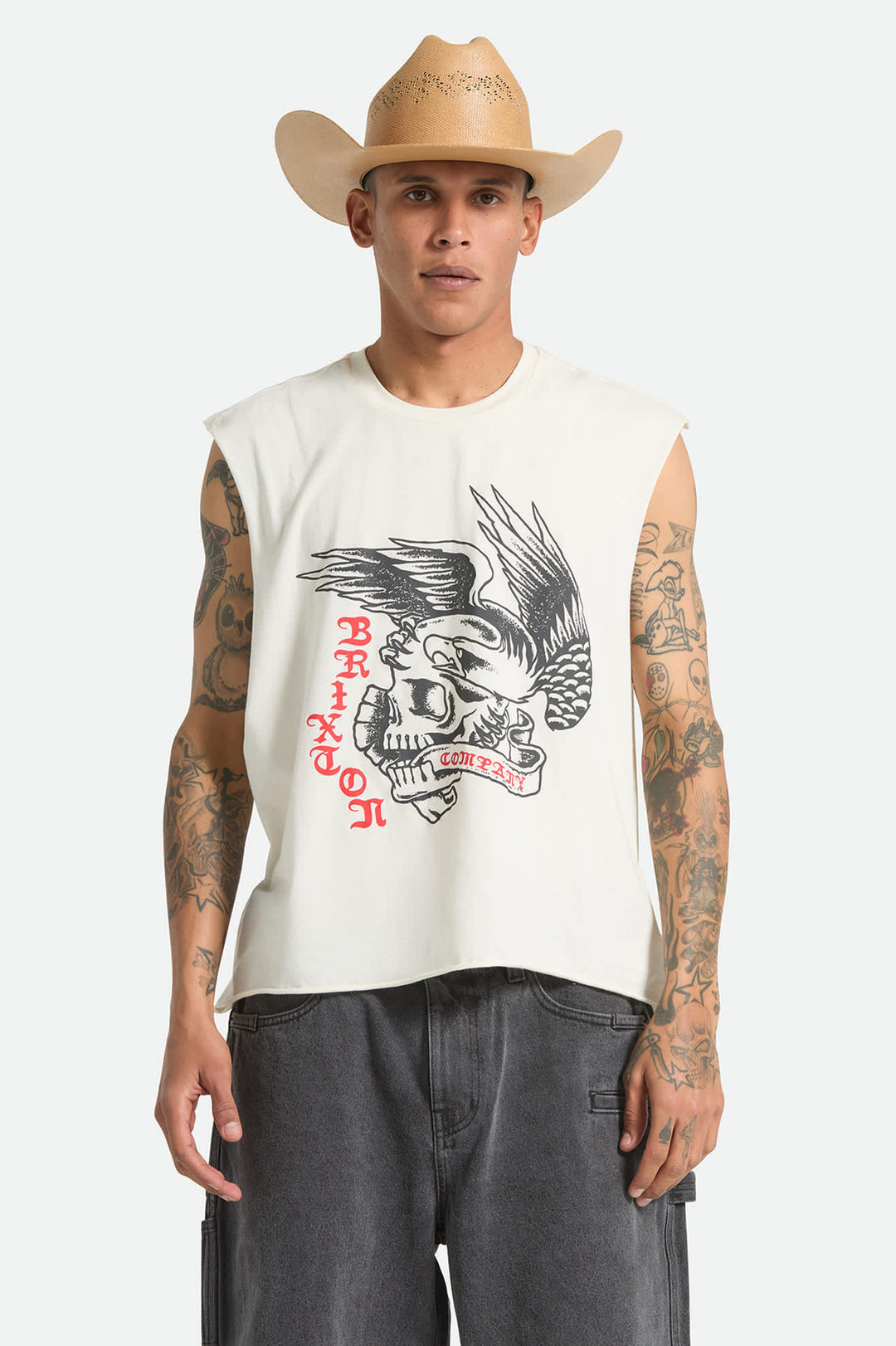 Brixton Men's Wolcott Worn In Boxy Muscle Tank - Off White - Sun Diego Boardshop