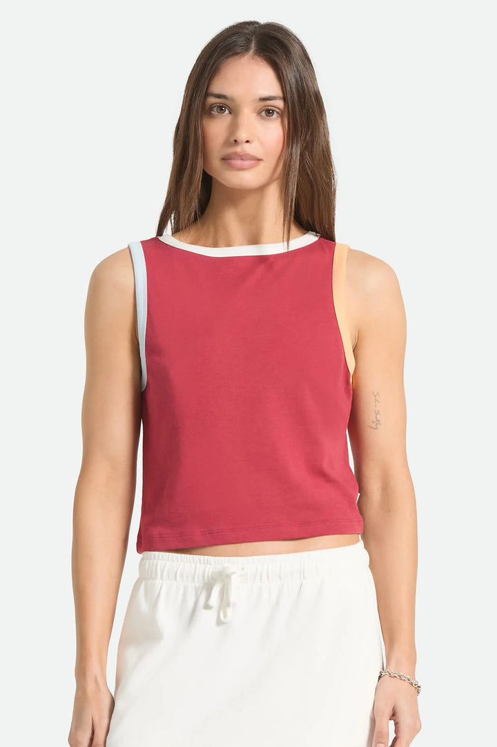 Brixton Women's Carefree Organic Garment Dye Cropped Tank - Robust Red - Sun Diego Boardshop