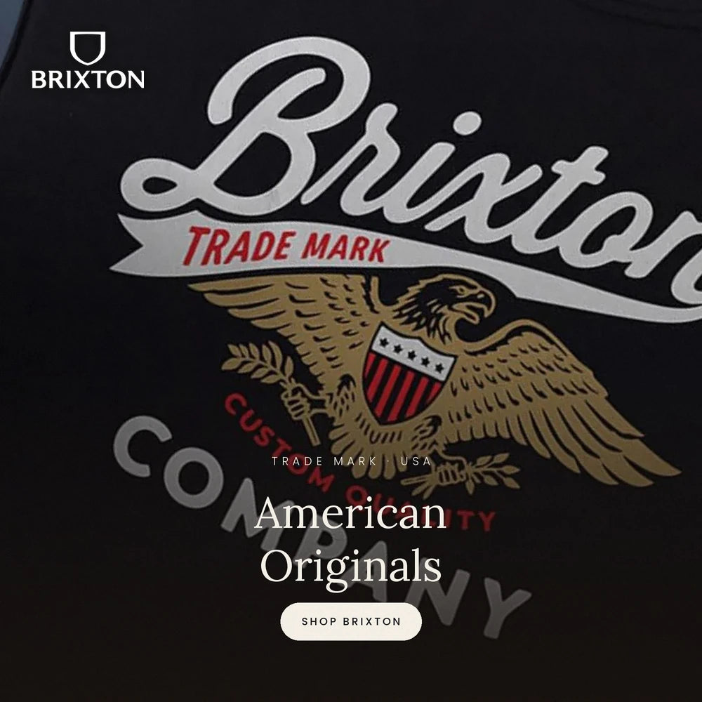 Brixton logo with an eagle emblem on a black background