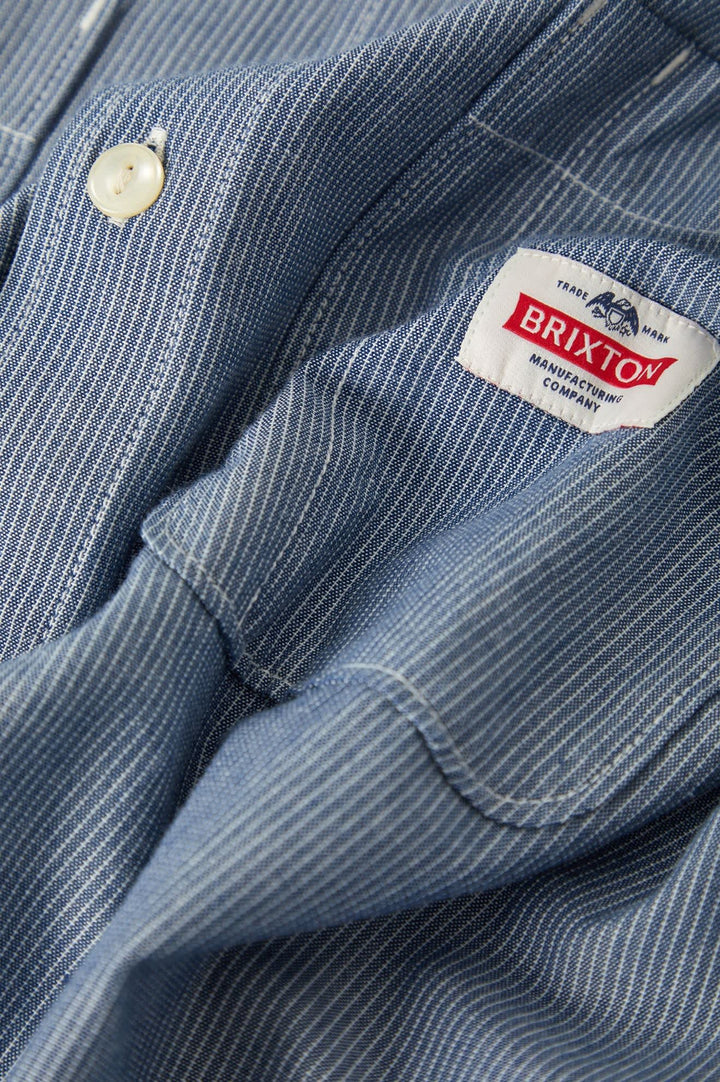 Brixton Men's Trademark Long Sleeve Shirt - Blue Chambray Micro Stripe - Sun Diego Boardshop
