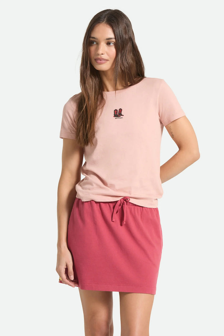 Brixton Women's Two Boots Slim Crew T-Shirt - Silver Pink - Sun Diego Boardshop