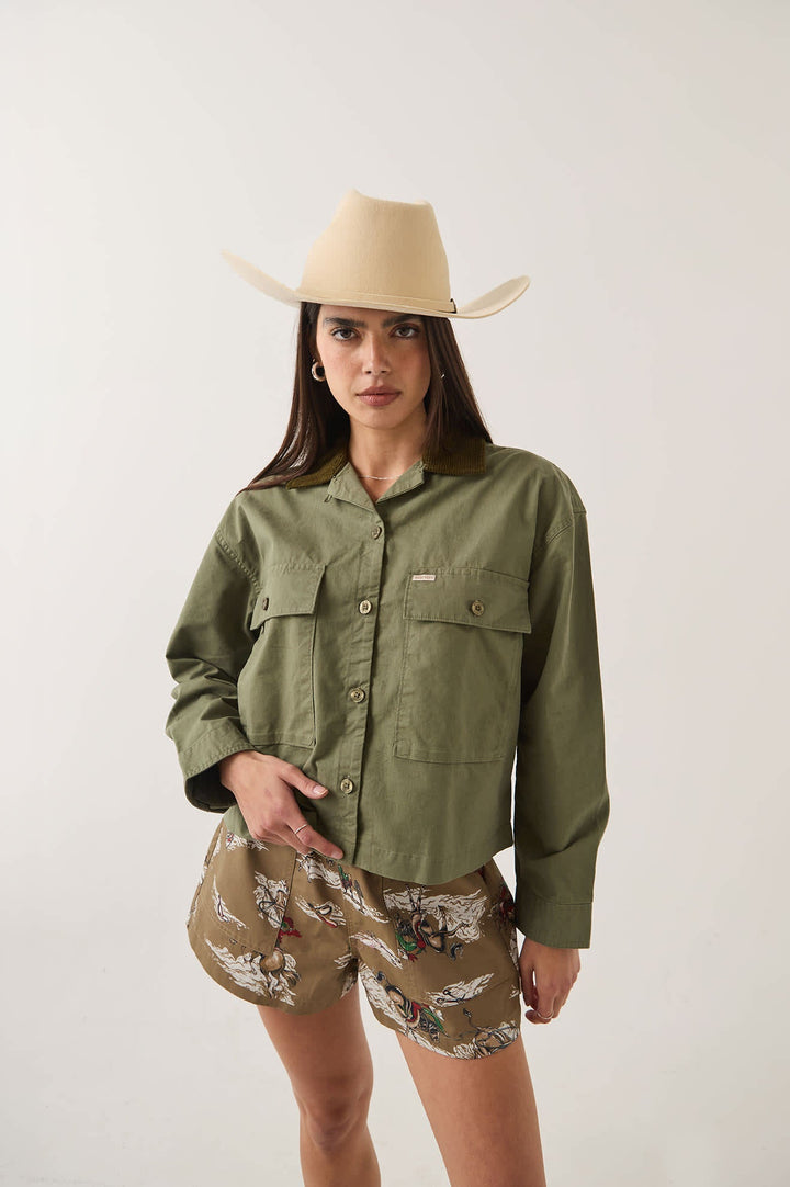 Brixton Women's Utopia Overshirt - Washed Olive Surplus - Sun Diego Boardshop