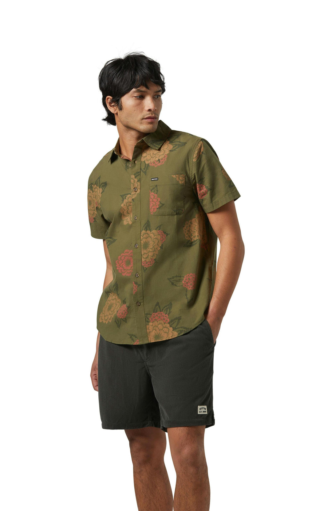 Brixton Charter Print S/S Shirt - IVY GREEN/PAINTERLY FLORAL - Sun Diego Boardshop