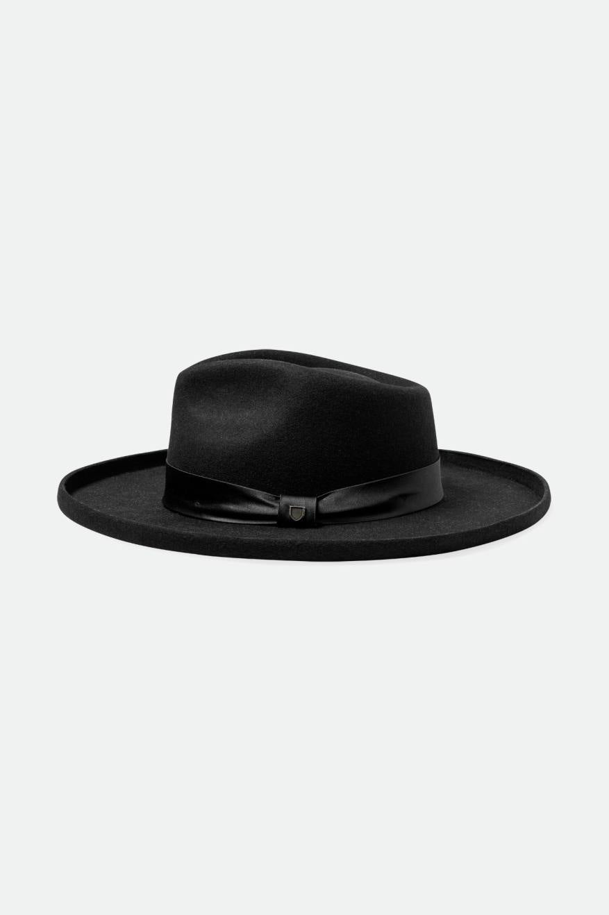 Victoria Felt Fedora - Black/Black Satin - Sun Diego Boardshop