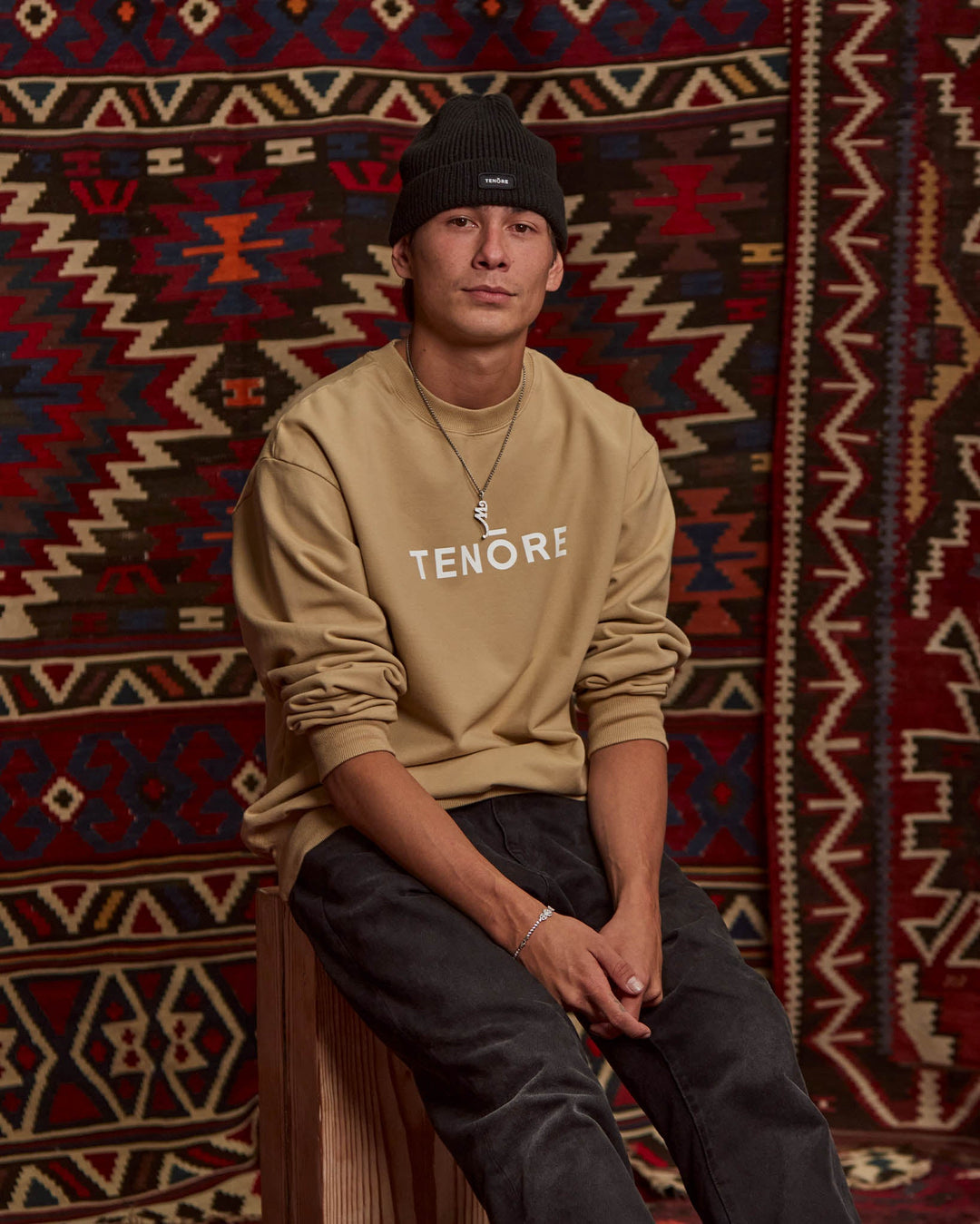 Tenore Logo Fleece Crewneck - KHAKI - Sun Diego Boardshop