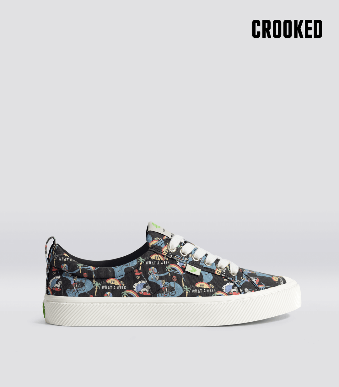 Crooked OCA Low Black Graphic Print Canvas Sneaker Women - Sun Diego Boardshop