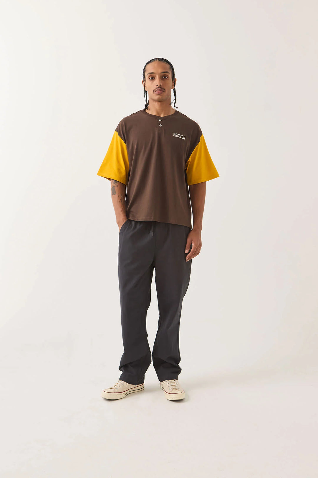 Brixton Men's Boxy Baseball T-Shirt - Walnut Brown/Golden Hour - Sun Diego Boardshop
