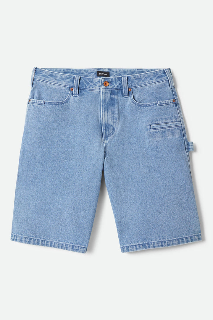 Brixton Men's Builders Carpenter Baggy Short - Washed Blue Denim - Sun Diego Boardshop