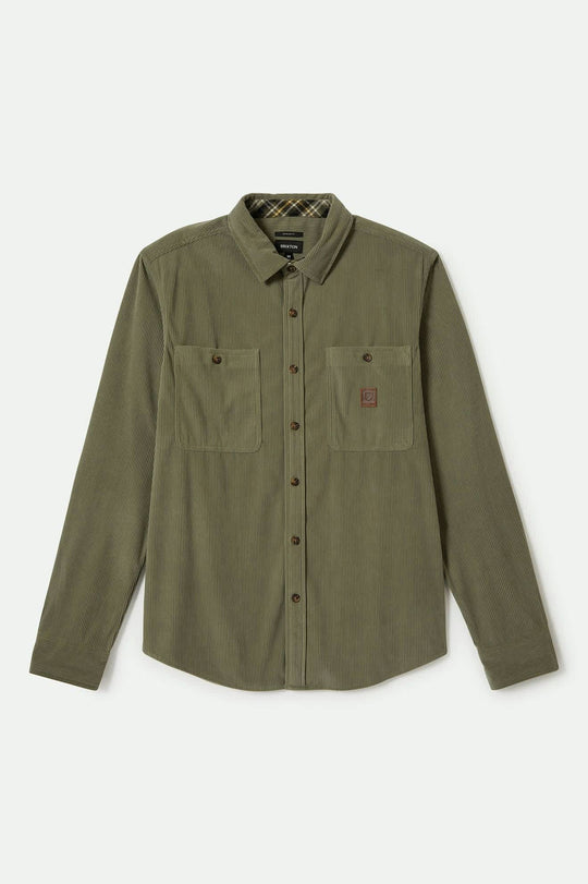 Brixton The Field Corduroy L/S Overshirt - MILITARY OLIVE - Sun Diego Boardshop