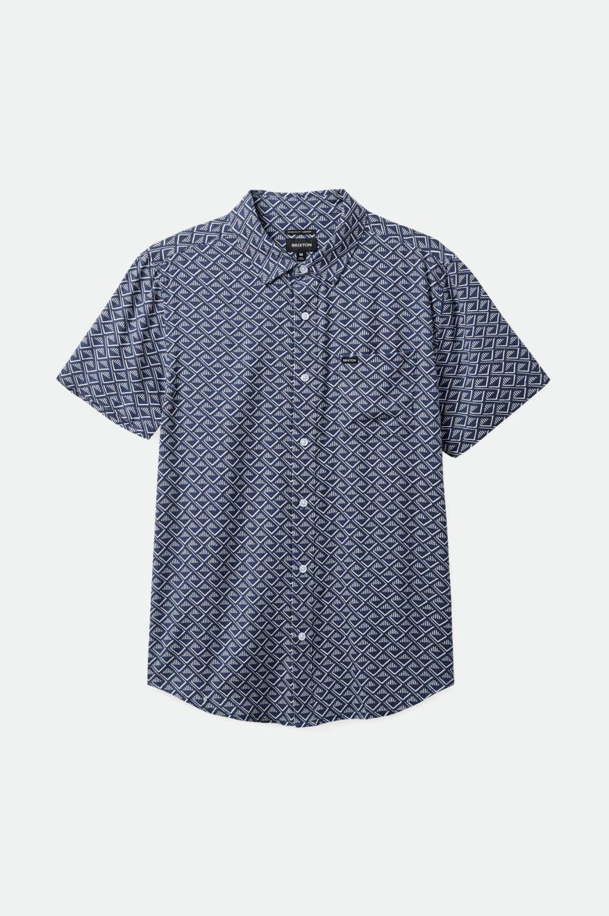 Charter Print S/S Woven Shirt - Washed Navy/White Tile - Sun Diego Boardshop