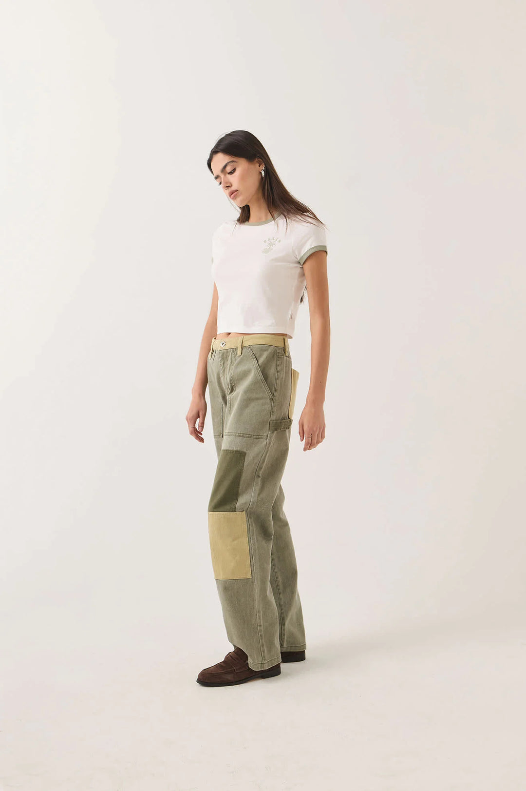 Brixton Women's Essex Patchwork Painter Pant - Vintage Olive Patchwork - Sun Diego Boardshop