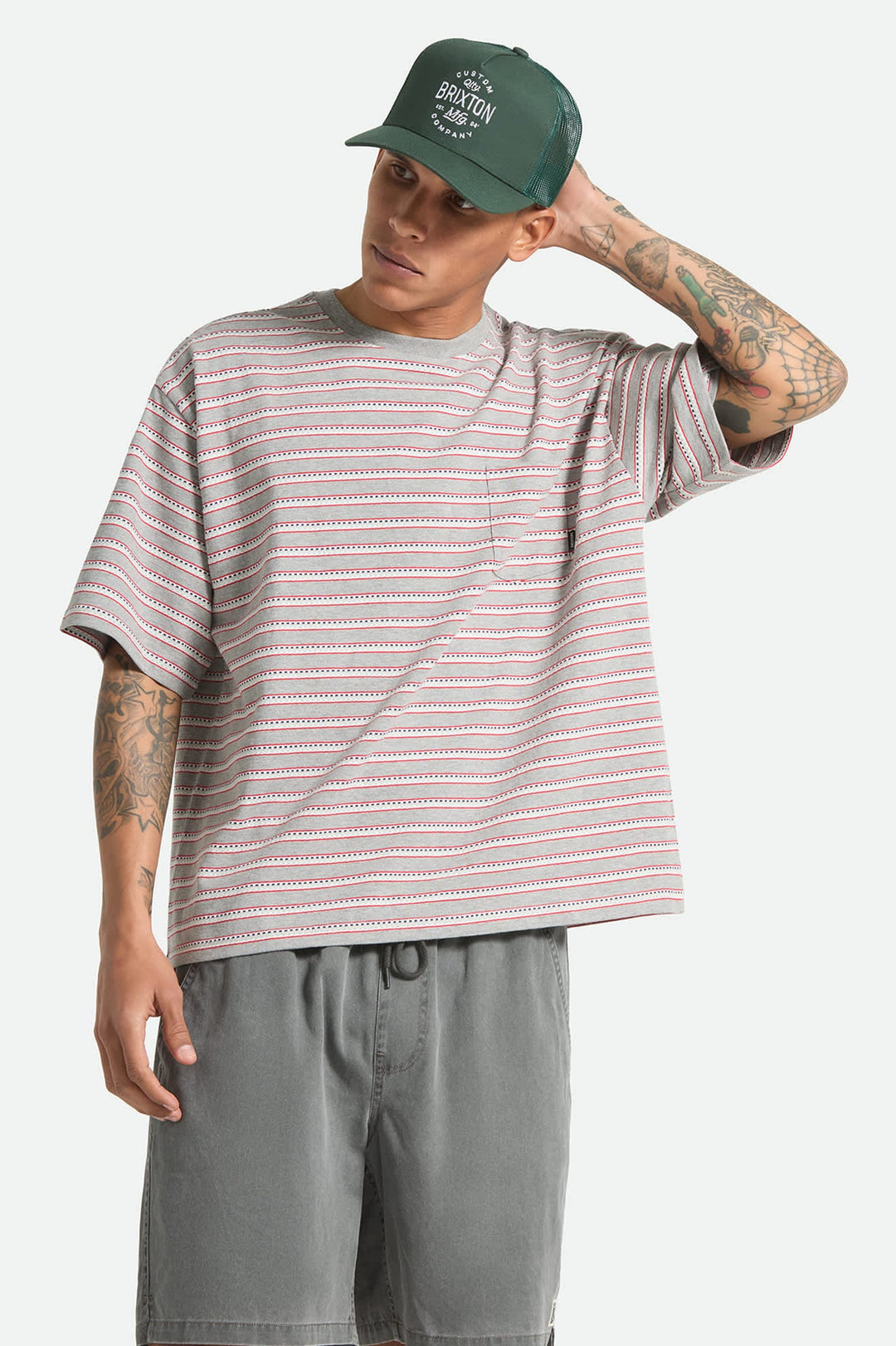 Brixton Men's Poolside Pique Box Crop T-Shirt - Heather Grey - Sun Diego Boardshop