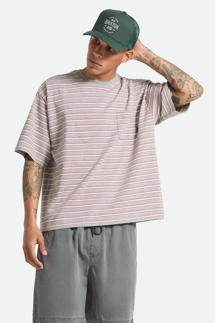 Brixton Men's Poolside Pique Box Crop T-Shirt - Heather Grey - Sun Diego Boardshop