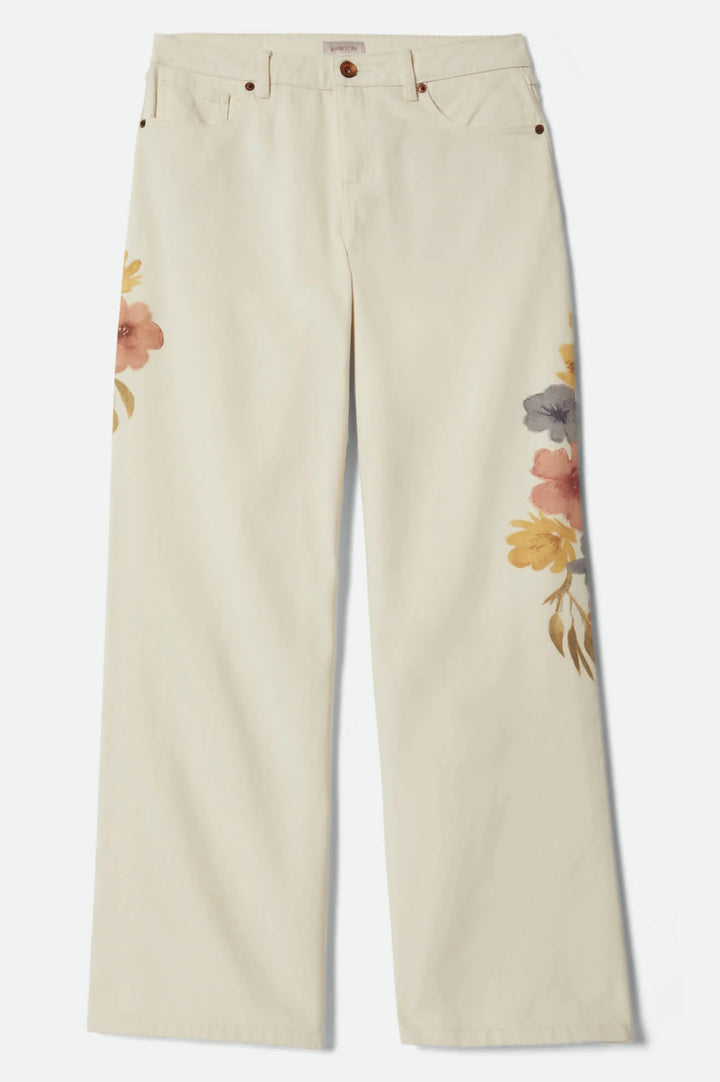 Brixton Women's The Chloe 5-Pocket Pant - Off White Floral Burst - Sun Diego Boardshop