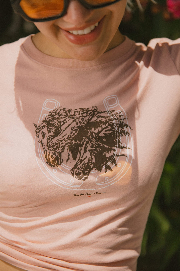 Brixton Women's Pony Club Slim Crew T-Shirt - Silver Pink - Sun Diego Boardshop