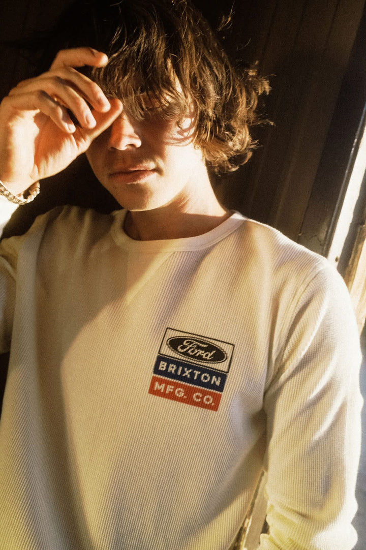 Brixton Men's Ford Service Dept Waffle T-Shirt - Wimbledon White - Sun Diego Boardshop