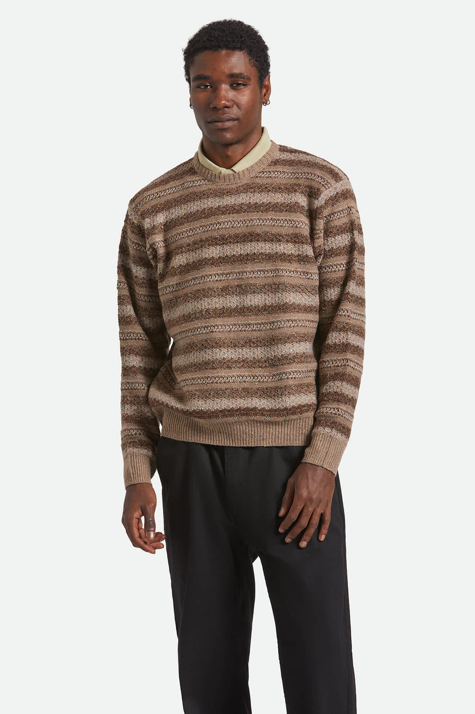 Brixton Midnight Crew Sweater - Multi Neutral Stripe