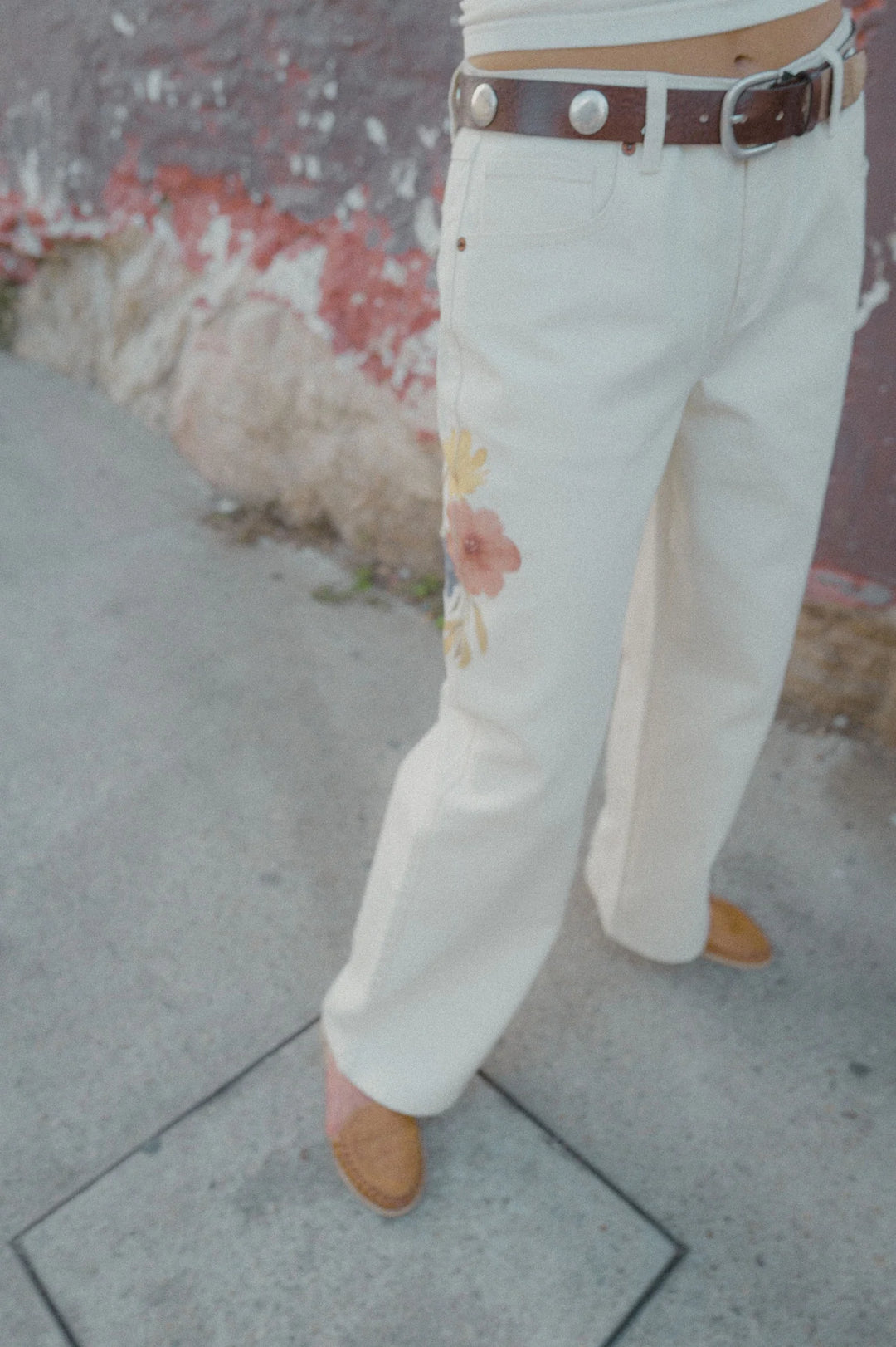 Brixton Women's The Chloe 5-Pocket Pant - Off White Floral Burst - Sun Diego Boardshop