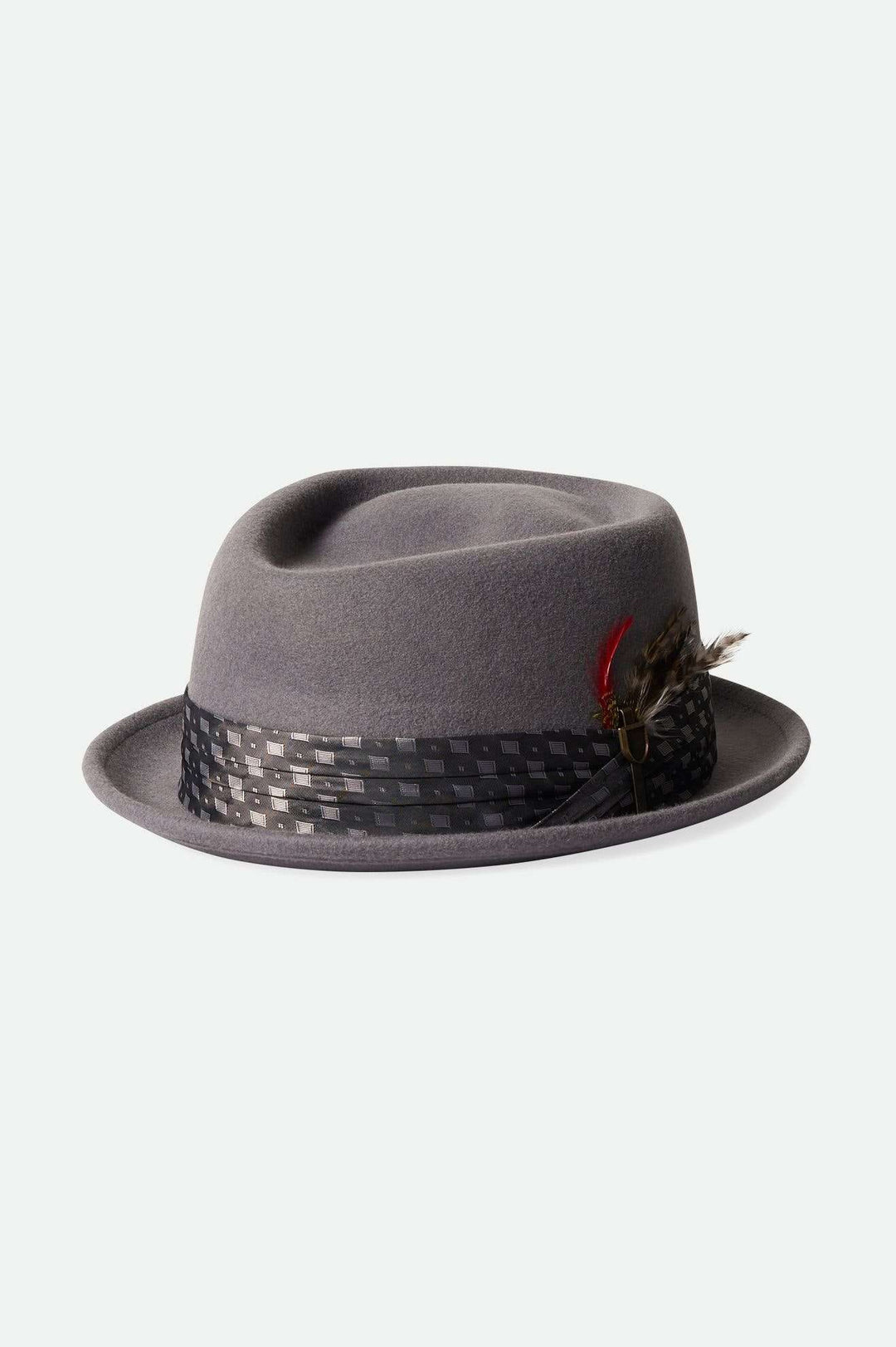 Brixton Stout Pork Pie Hat - LIGHT GREY/GREY DIAMOND - Sun Diego Boardshop