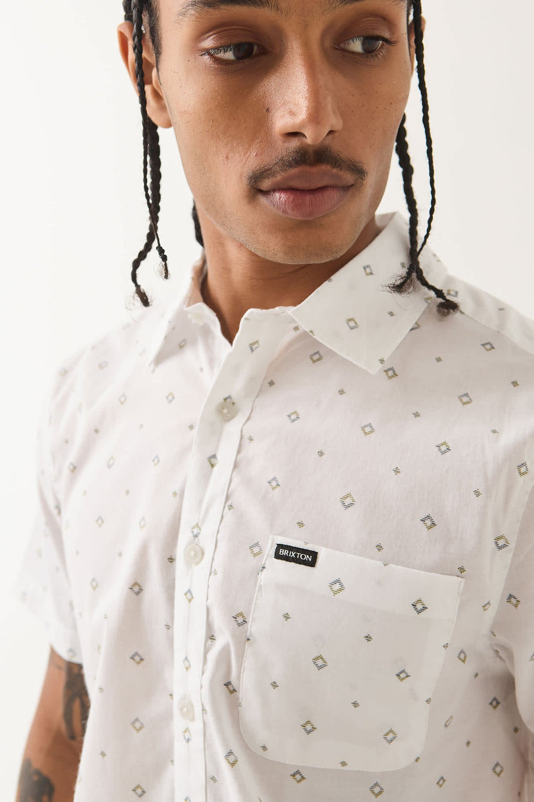 Brixton Men's Charter Print Shirt - White/Geo - Sun Diego Boardshop
