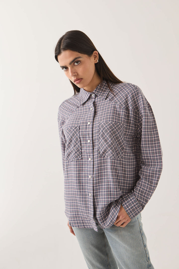 Brixton Women's Wayne Shirt - Soft Navy Plaid - Sun Diego Boardshop