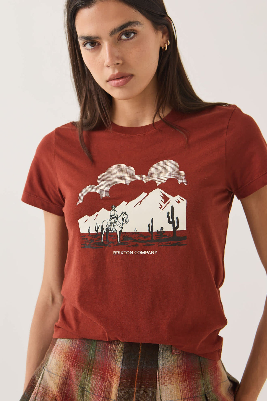 Brixton Women's Great Springs Slim Crew T-Shirt - Dark Brick - Sun Diego Boardshop