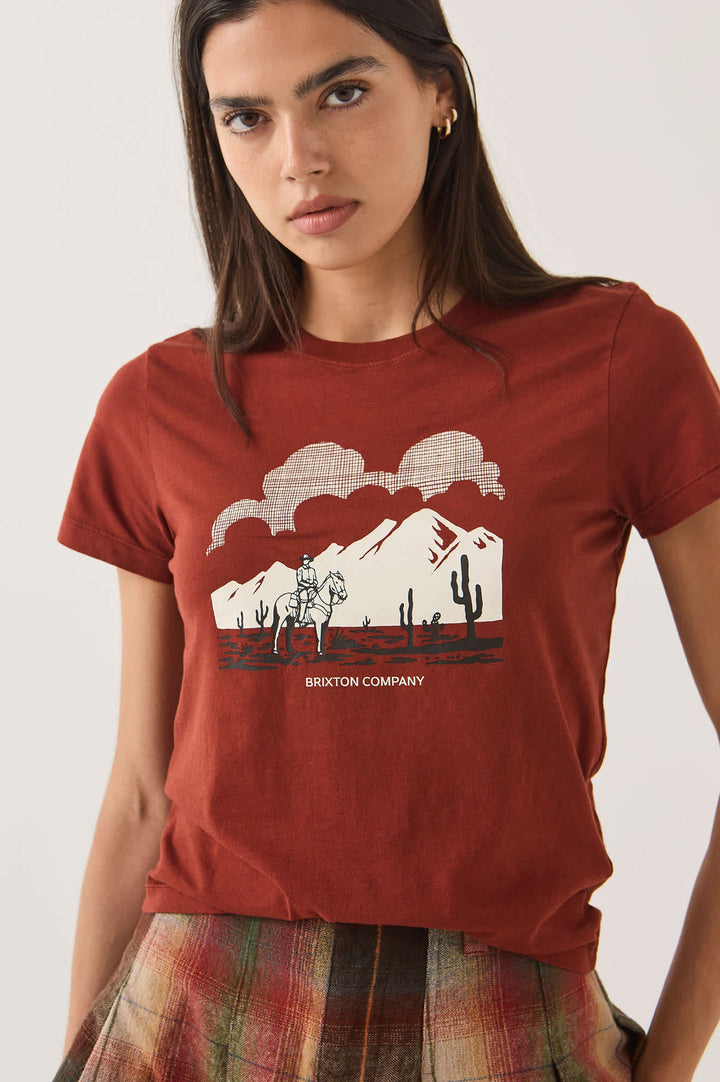 Brixton Women's Great Springs Slim Crew T-Shirt - Dark Brick - Sun Diego Boardshop