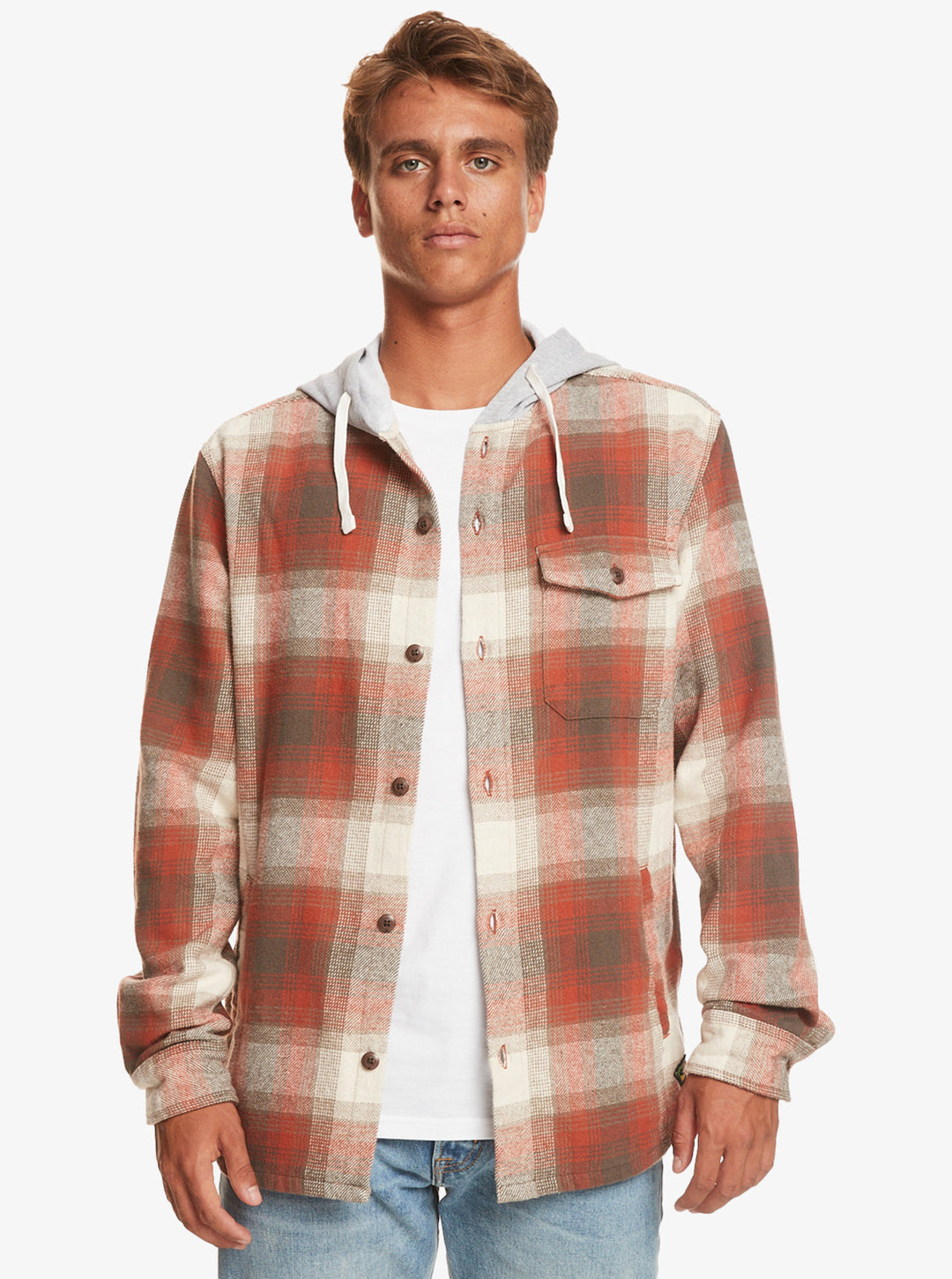 Quiksilver Kinloss Long Sleeve Hooded Shirt - Baked Clay - Sun Diego Boardshop