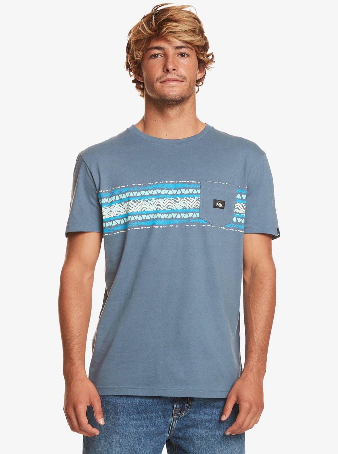 Quiksilver Mesa Stripe Pocket T-Shirt - Bering Sea - Sun Diego Boardshop