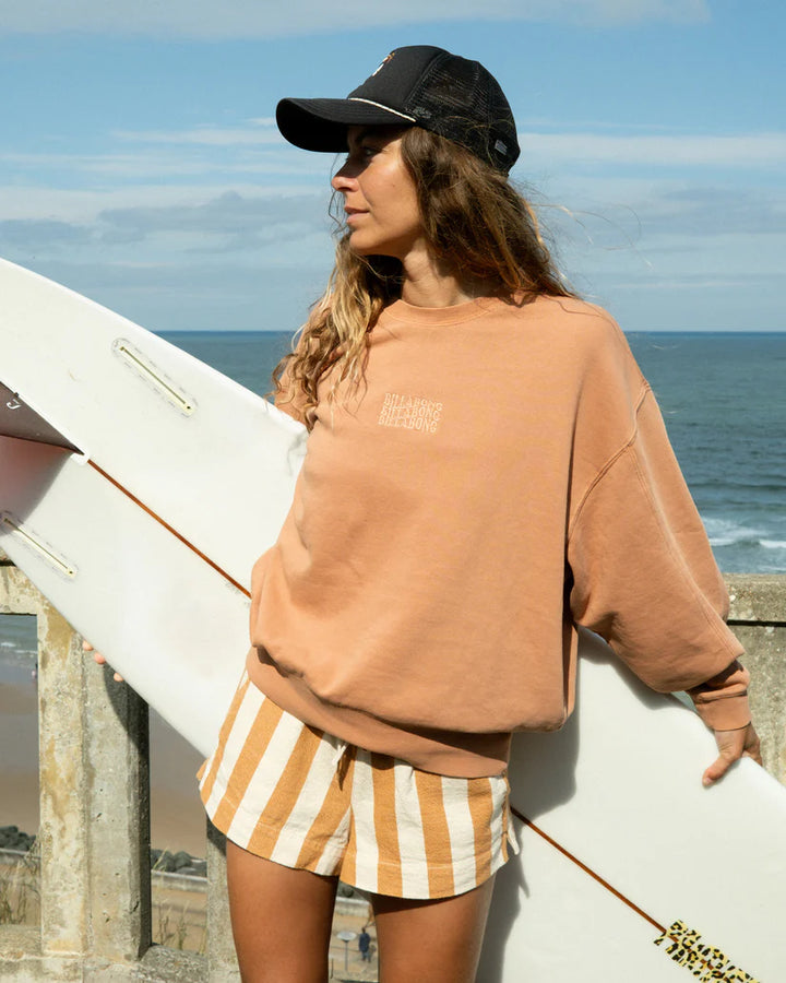 Billabong Bleached Out Kendal Crewneck Sweatshirt - Caramel Cafe - Sun Diego Boardshop
