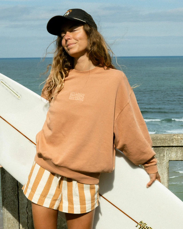 Billabong Bleached Out Kendal Crewneck Sweatshirt - Caramel Cafe - Sun Diego Boardshop