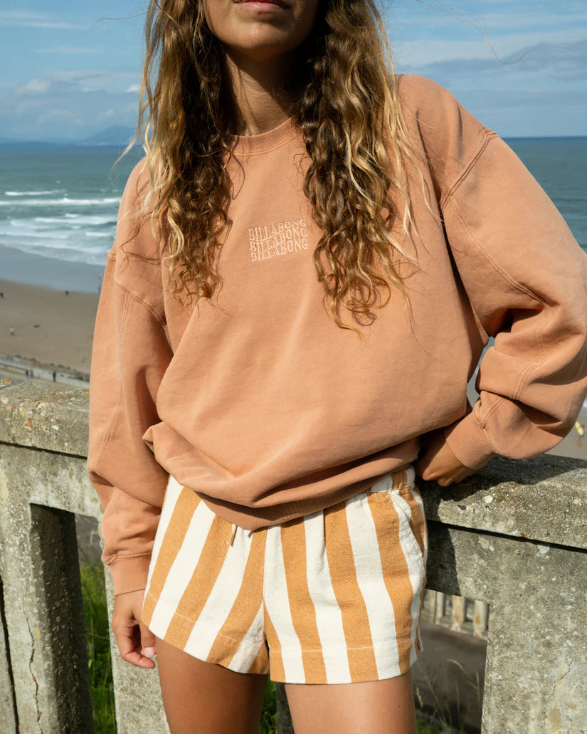 Billabong Bleached Out Kendal Crewneck Sweatshirt - Caramel Cafe - Sun Diego Boardshop