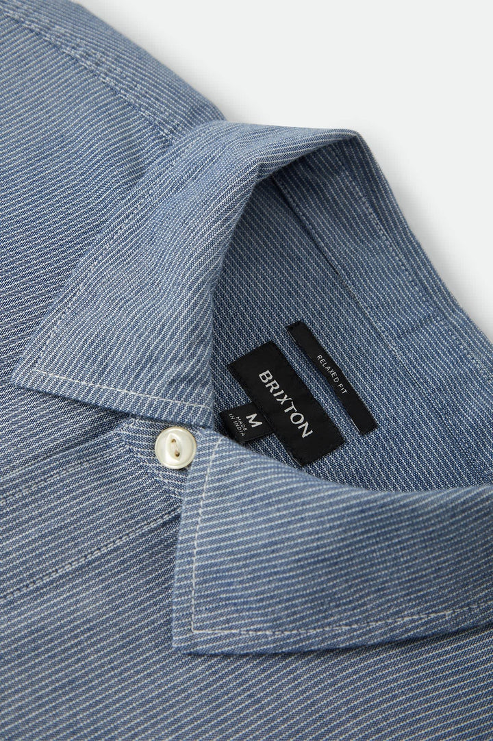 Brixton Men's Trademark Long Sleeve Shirt - Blue Chambray Micro Stripe - Sun Diego Boardshop