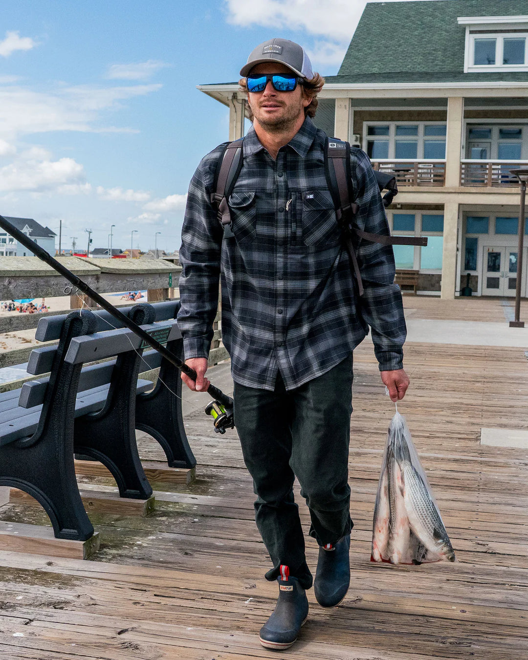 Salty Crew Fathom Tech Flannel - Pirate Black