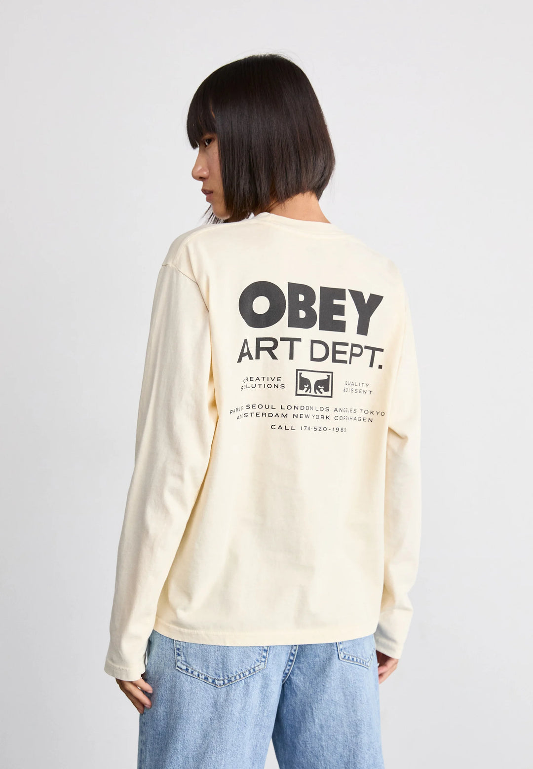 Obey Creative Solutions Long Sleeve Tee - PIGMENT WHITECAP GRAY - Sun Diego Boardshop