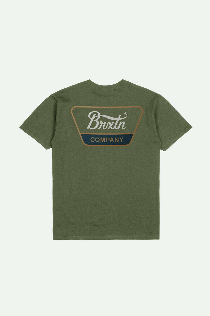 Brixton Linwood S/S Standard T-Shirt - IVY GREEN/TOBACCO BROWN/IVORY - Sun Diego Boardshop